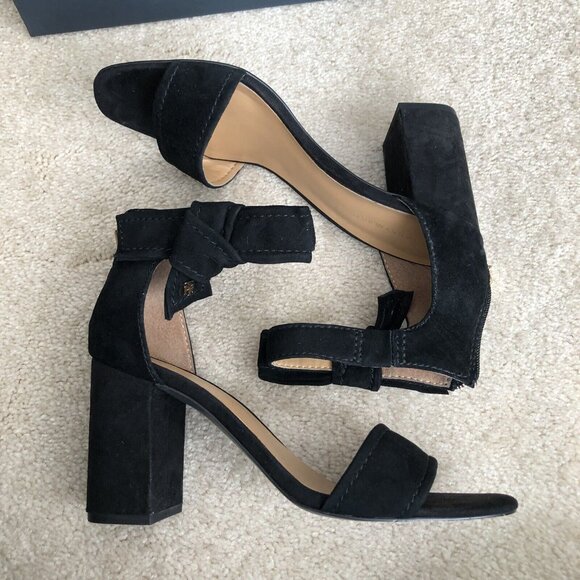 Tommy Hilfiger Womens Black Suede Zip Up Open Toe Block Heeled Sandal Size 8.5 - Picture 7 of 10